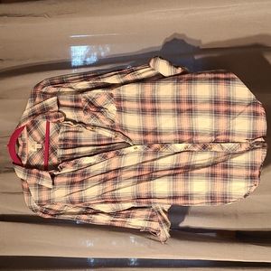 Dress Barn 2X Women's pink and gray plaid button down top